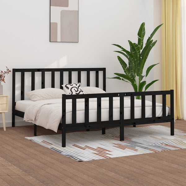 vidaXL Solid Wood Bed Black 200x200 cm