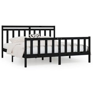 vidaXL Solid Wood Bed Black Pine 180x200 cm