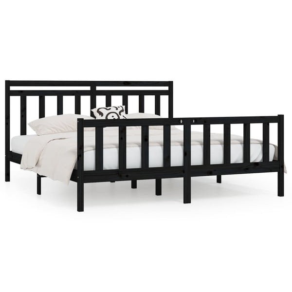 vidaXL Solid Wood Bed Black Pine 180x200 cm