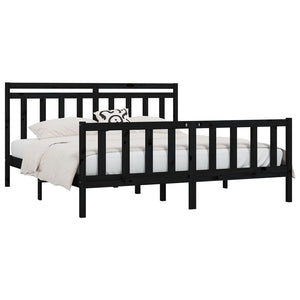 vidaXL Solid Wood Bed Black Pine 180x200 cm