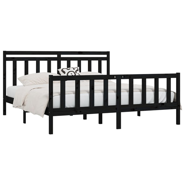 vidaXL Solid Wood Bed Black Pine 180x200 cm