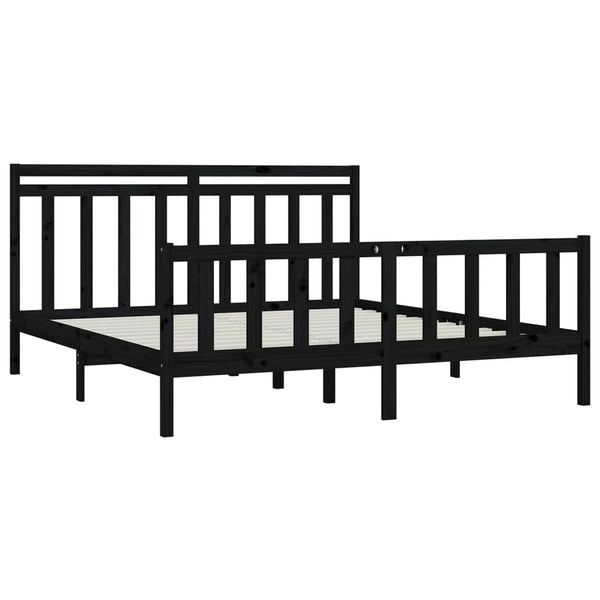 vidaXL Solid Wood Bed Black Pine 180x200 cm