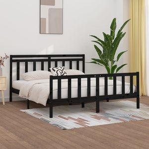 vidaXL Solid Wood Bed Black Pine 180x200 cm