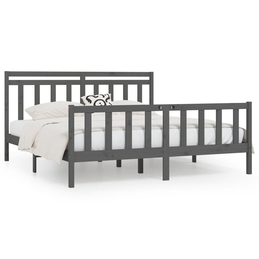 vidaXL Solid Wood Bed Grey Pine 200x200 cm