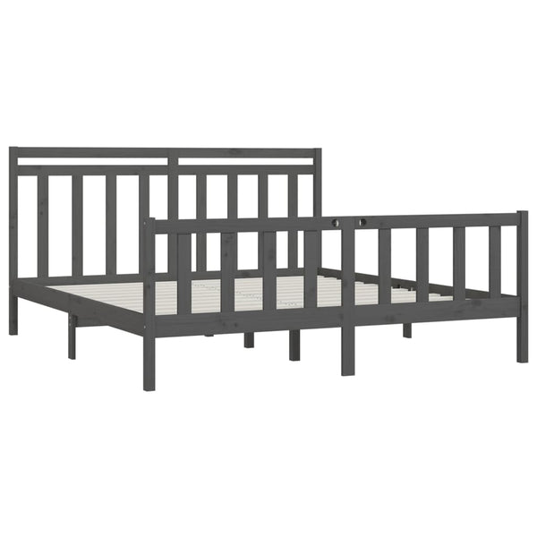 vidaXL Solid Wood Bed Grey Pine 200x200 cm