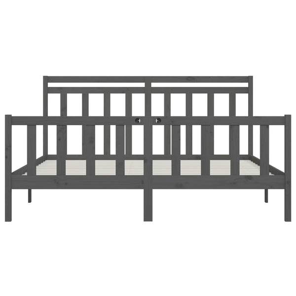 vidaXL Solid Wood Bed Grey Pine 200x200 cm
