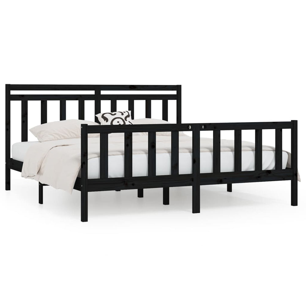 vidaXL Solid Wood Bed Black Pine 200x200 cm