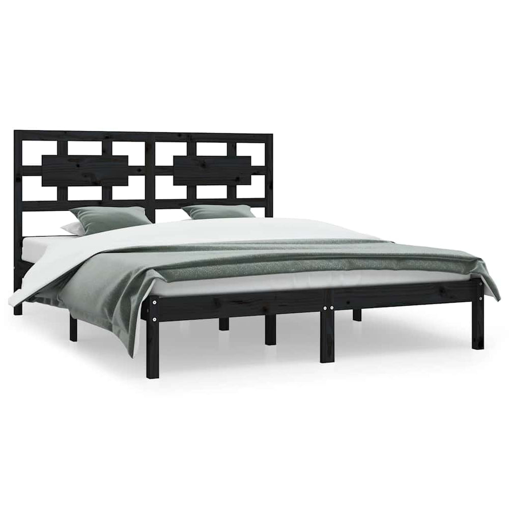 vidaXL Solid Wood Bed Black Pine 200x200 cm