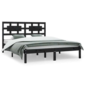 vidaXL Solid Wood Bed Black Pine 200x200 cm