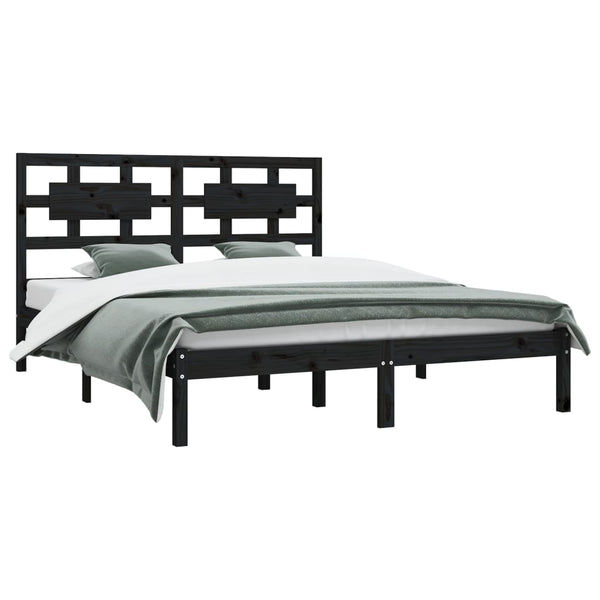 vidaXL Solid Wood Bed Black Pine 200x200 cm