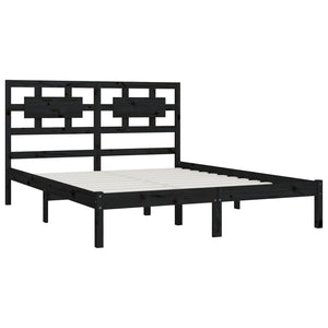 vidaXL Solid Wood Bed Black Pine 200x200 cm
