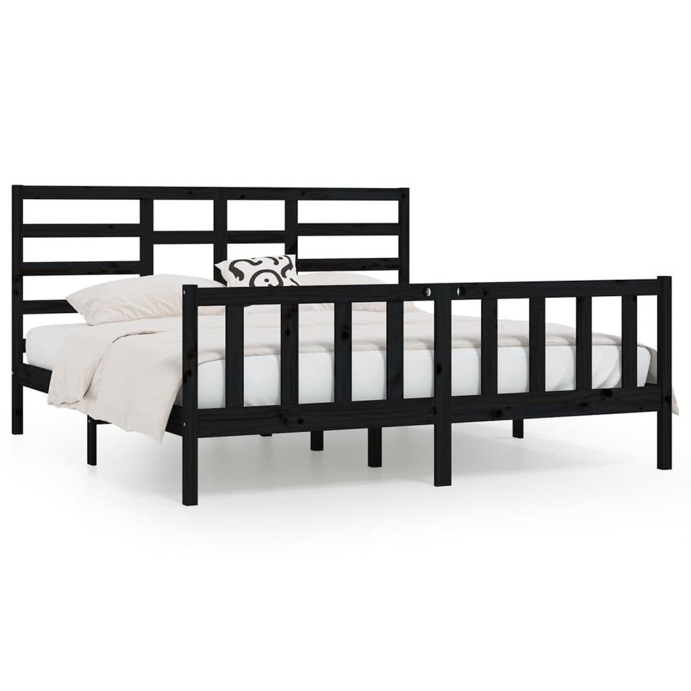 vidaXL Solid Wood Bed Black 180x200 cm