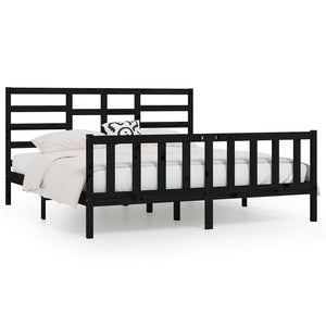 vidaXL Solid Wood Bed Black 180x200 cm