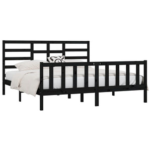 vidaXL Solid Wood Bed Black 180x200 cm