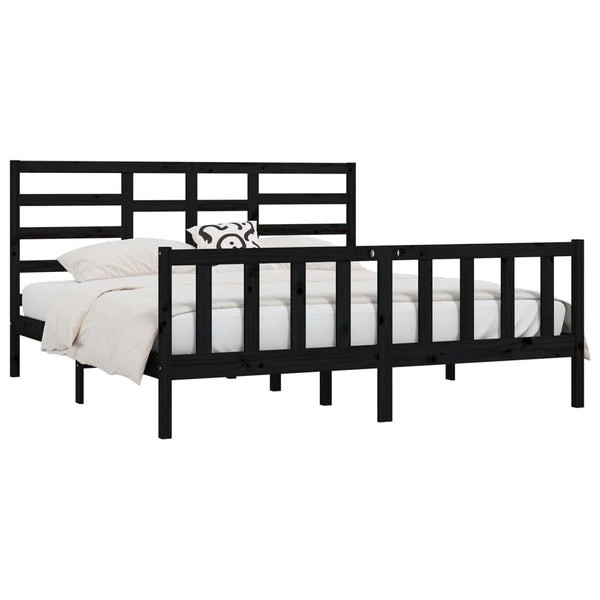vidaXL Solid Wood Bed Black 180x200 cm