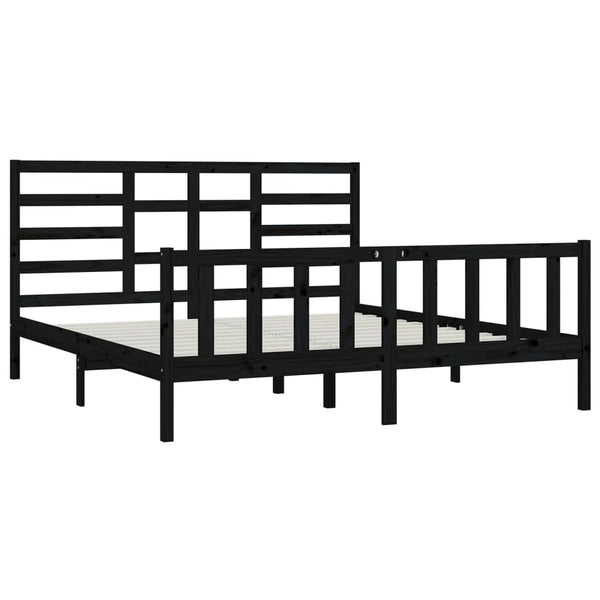 vidaXL Solid Wood Bed Black 180x200 cm