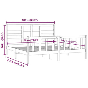 vidaXL Solid Wood Bed Black 180x200 cm