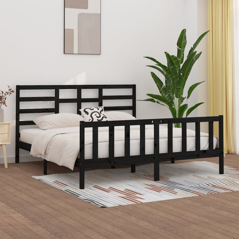 vidaXL Solid Wood Bed Black 180x200 cm