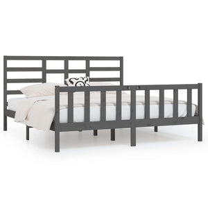 vidaXL Solid Wood Bed Grey Pine 200x200 cm