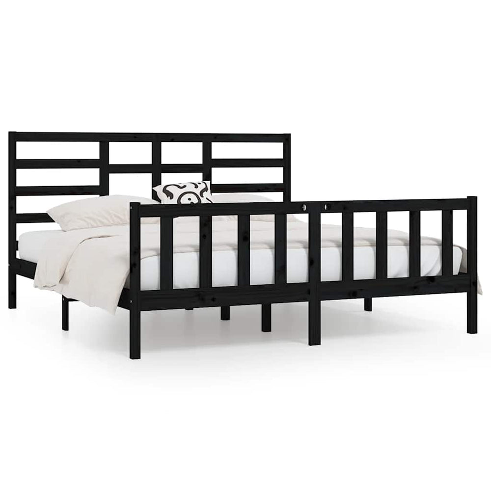 vidaXL Solid Wood Bed Black Pine 200x200 cm