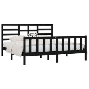 vidaXL Solid Wood Bed Black Pine 200x200 cm