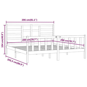 vidaXL Solid Wood Bed Black Pine 200x200 cm
