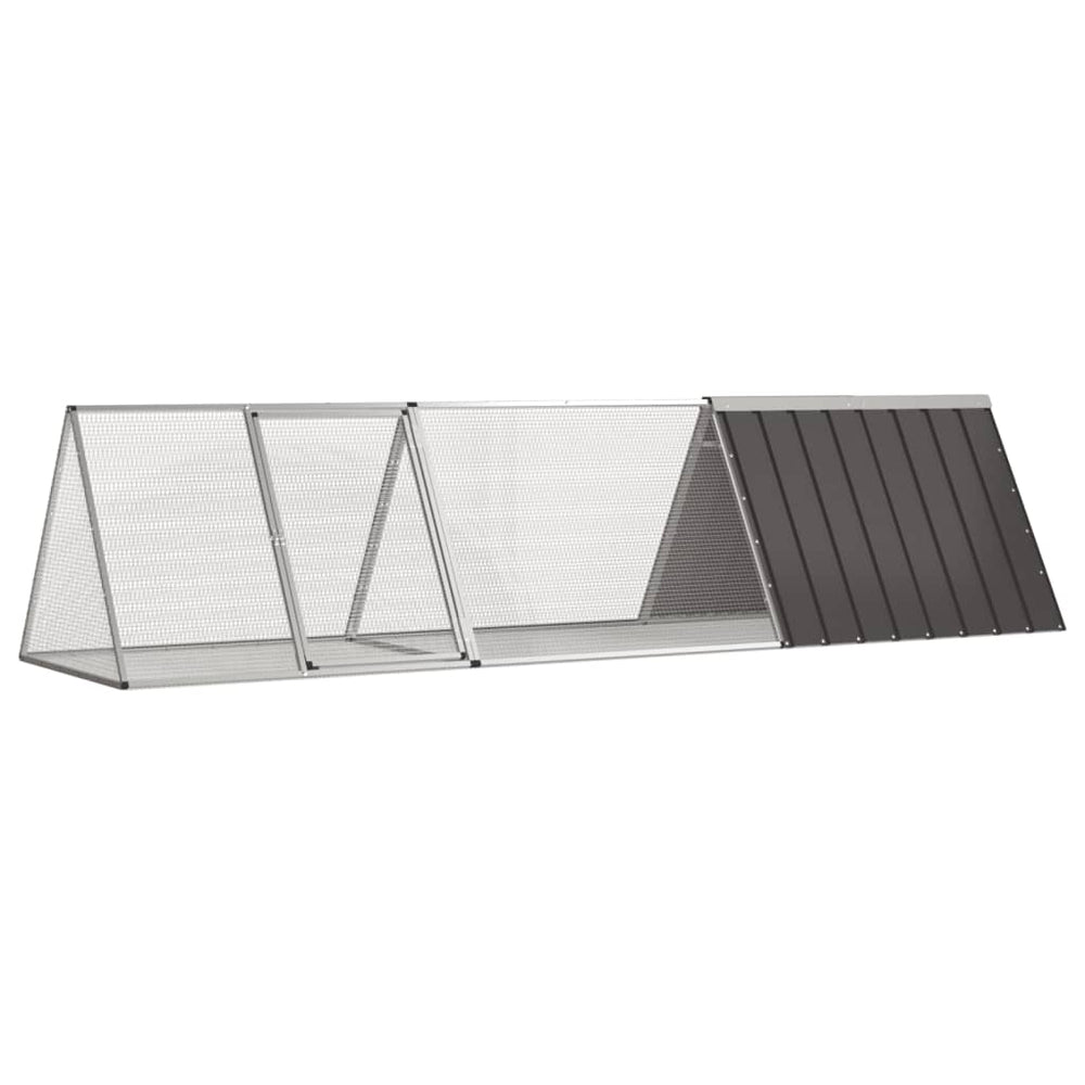 vidaXL Rabbit Hutch Anthracite 302.5x80.5x71 cm Galvanised Steel