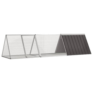 vidaXL Rabbit Hutch Anthracite 302.5x80.5x71 cm Galvanised Steel