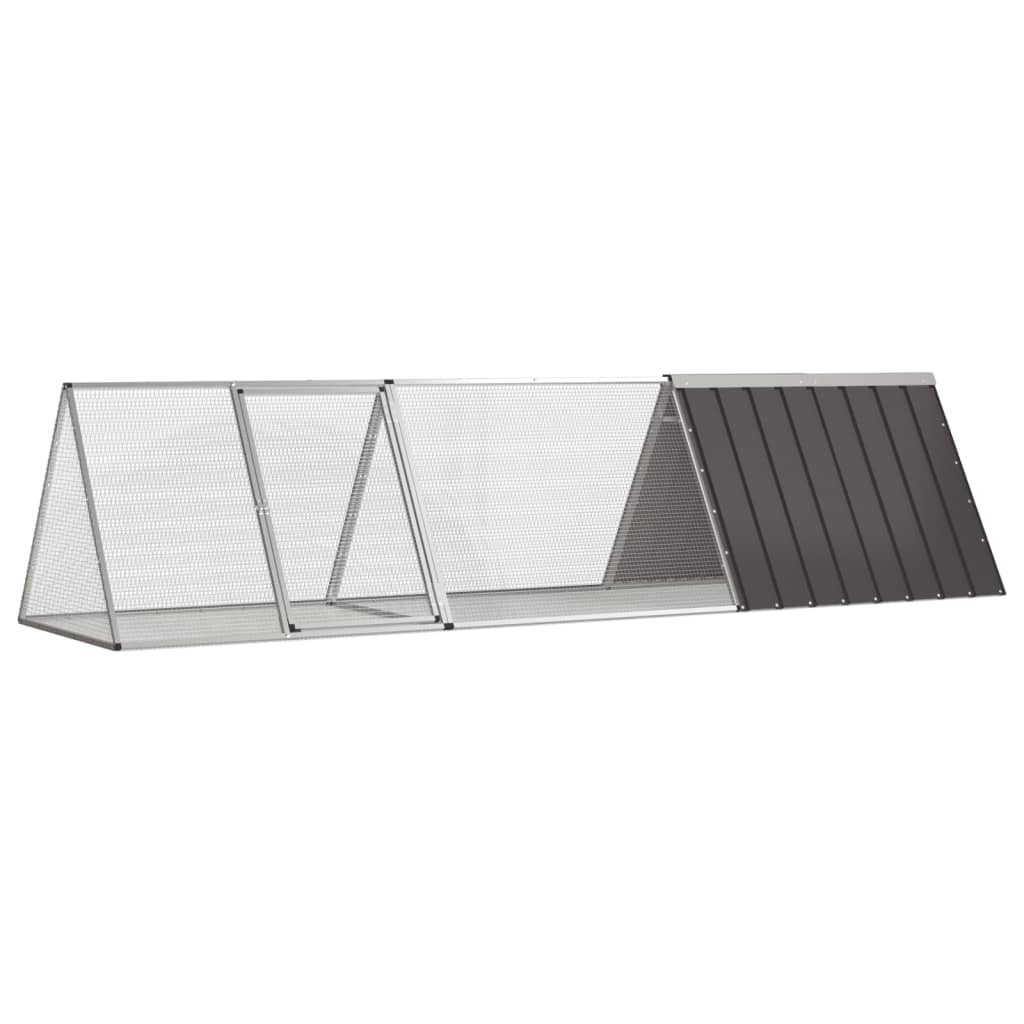 vidaXL Rabbit Hutch Anthracite 302.5x80.5x71 cm Galvanised Steel