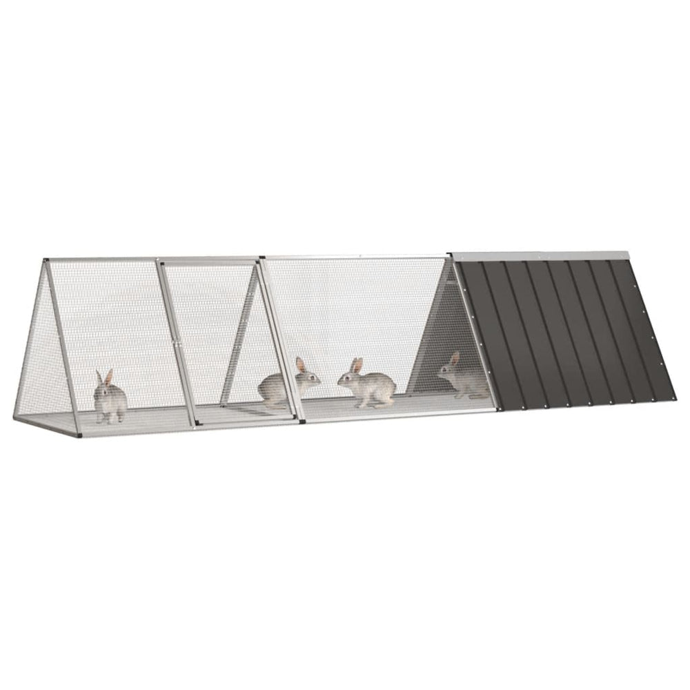 vidaXL Rabbit Hutch Anthracite 302.5x80.5x71 cm Galvanised Steel