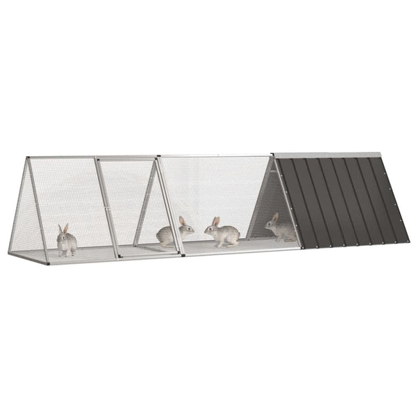 vidaXL Rabbit Hutch Anthracite 302.5x80.5x71 cm Galvanised Steel