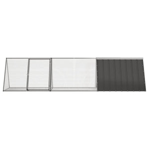 vidaXL Rabbit Hutch Anthracite 302.5x80.5x71 cm Galvanised Steel