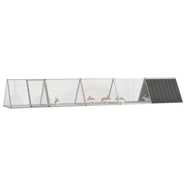 vidaXL Rabbit Hutch Anthracite 504.5x80.5x71 cm Galvanised Steel