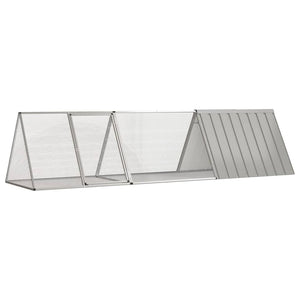vidaXL Rabbit Hutch Grey 302.5 x 80.5 x 71 cm Galvanized Steel