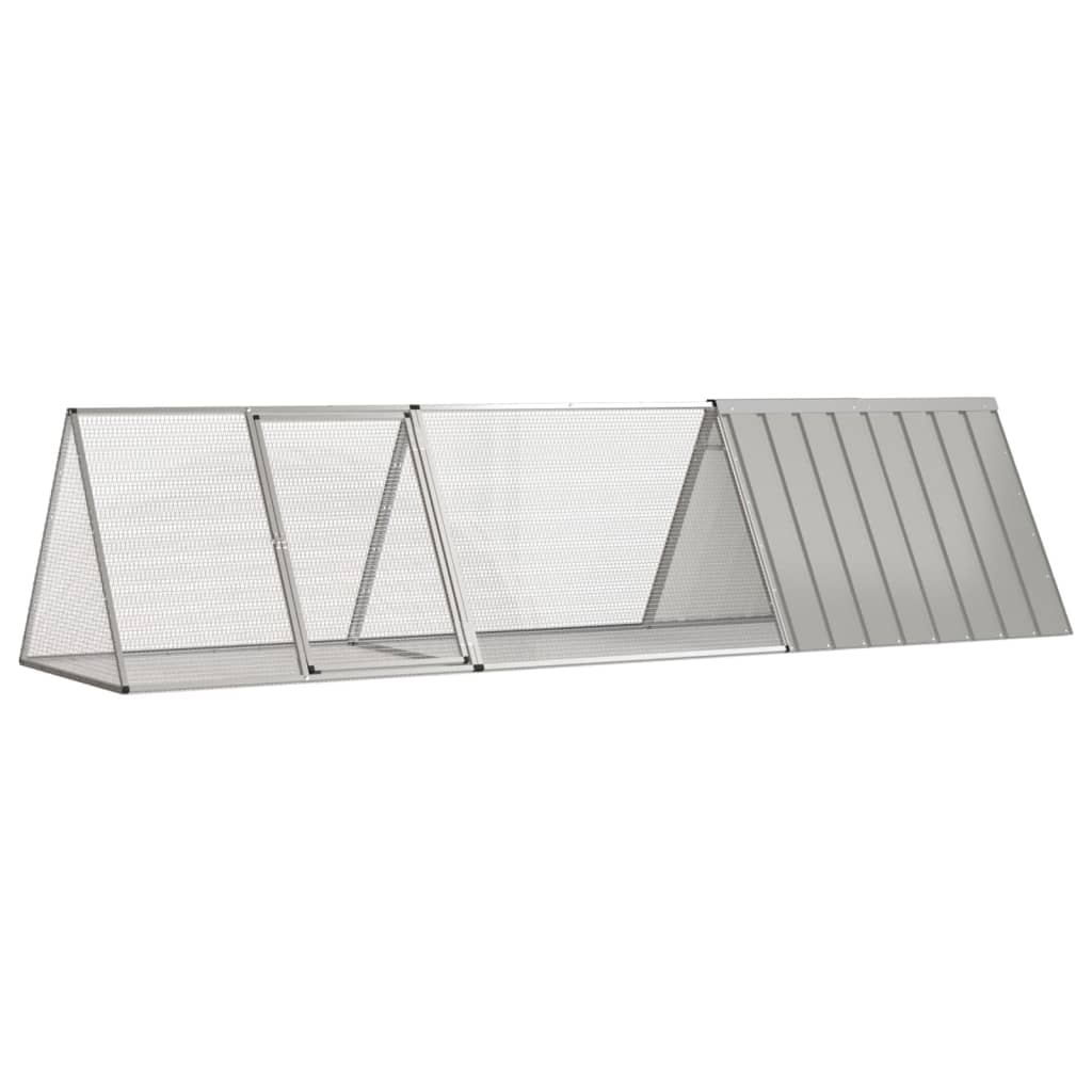 vidaXL Rabbit Hutch Grey 302.5 x 80.5 x 71 cm Galvanized Steel
