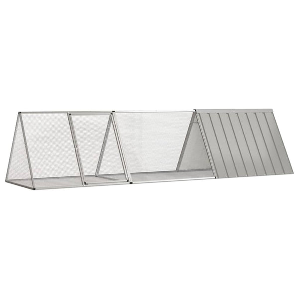 vidaXL Rabbit Hutch Grey 302.5 x 80.5 x 71 cm Galvanized Steel