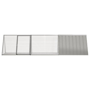 vidaXL Rabbit Hutch Grey 302.5 x 80.5 x 71 cm Galvanized Steel
