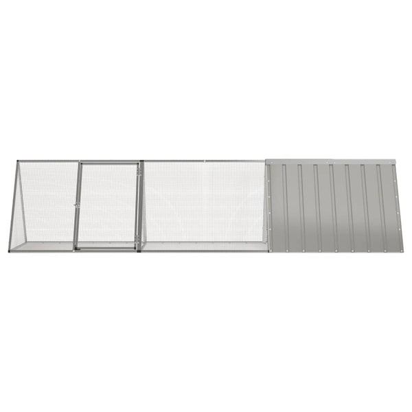 vidaXL Rabbit Hutch Grey 302.5 x 80.5 x 71 cm Galvanized Steel