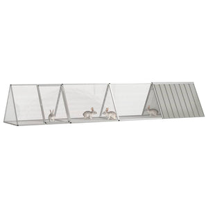 vidaXL Rabbit Hutch Gray 403.5x80.5x71 cm Galvanized Steel