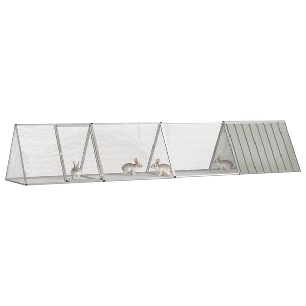 vidaXL Rabbit Hutch Gray 403.5x80.5x71 cm Galvanized Steel