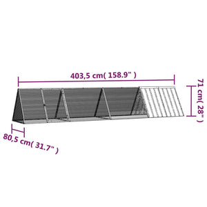 vidaXL Rabbit Hutch Gray 403.5x80.5x71 cm Galvanized Steel