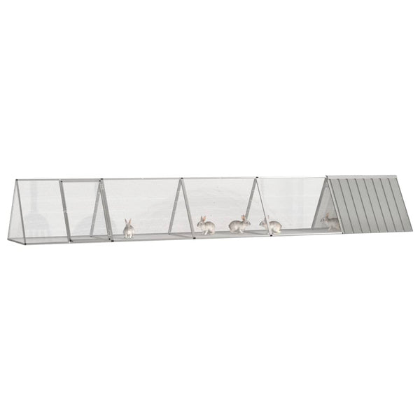 vidaXL Rabbit Hutch Grey 504.5x80.5x71 cm Galvanized Steel