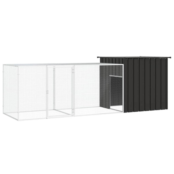 vidaXL Chicken Coop Anthracite 300x91x100 cm Galvanized Steel