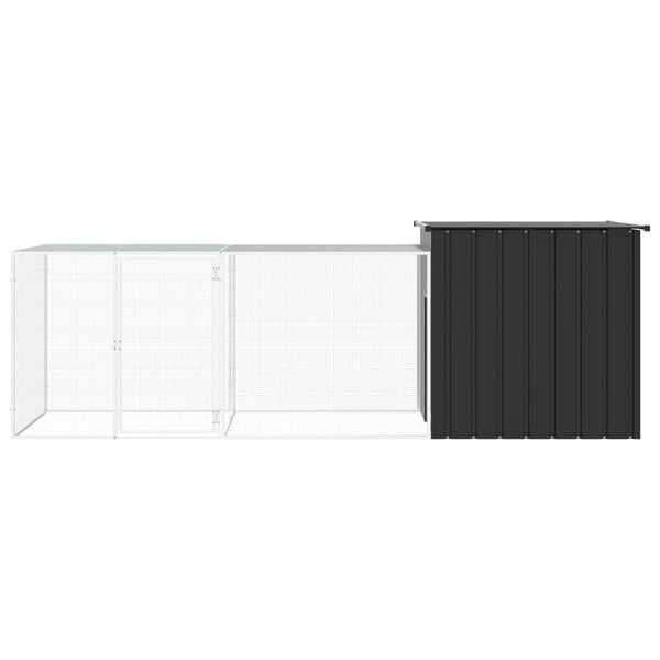 vidaXL Chicken Coop Anthracite 300x91x100 cm Galvanized Steel