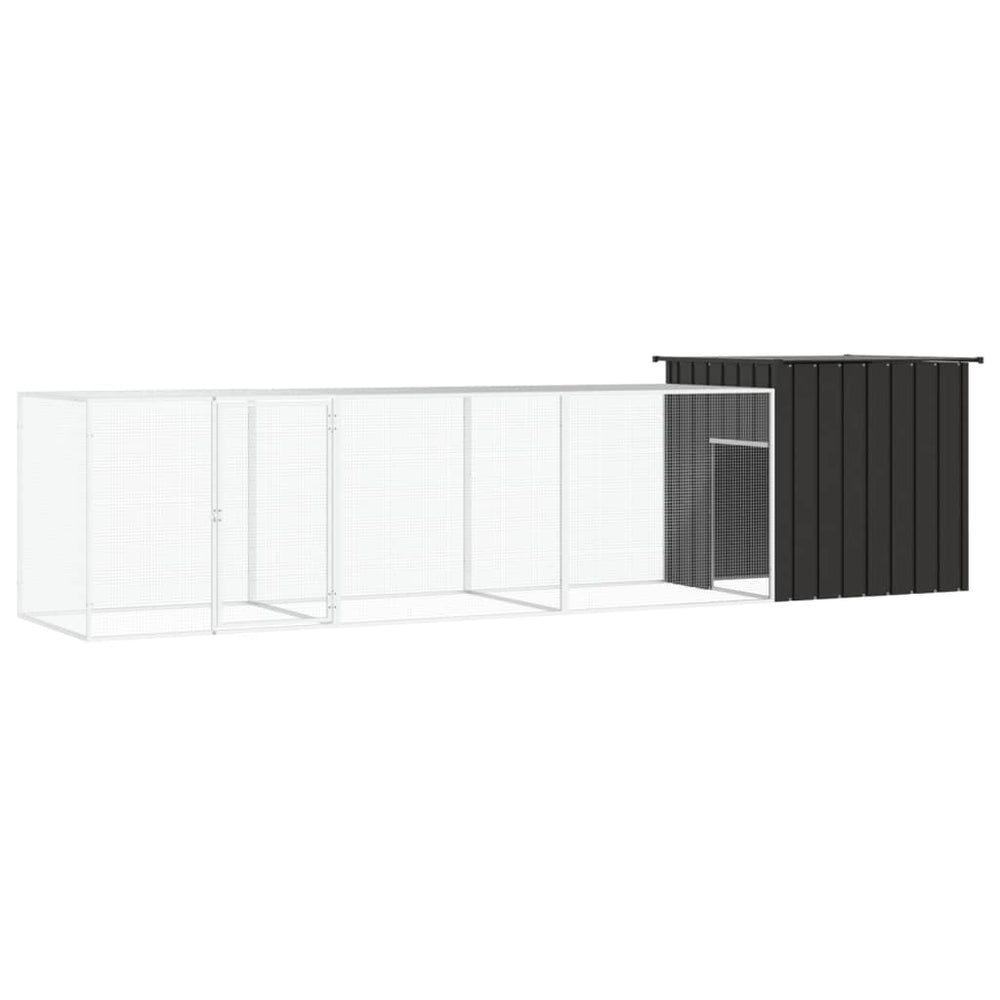 vidaXL Chicken Coop Anthracite 400x91x100 cm Galvanized Steel