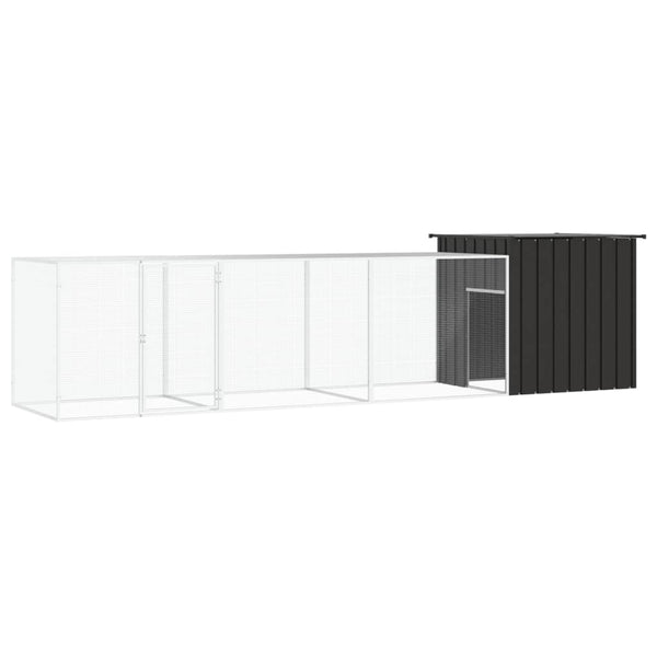 vidaXL Chicken Coop Anthracite 400x91x100 cm Galvanized Steel
