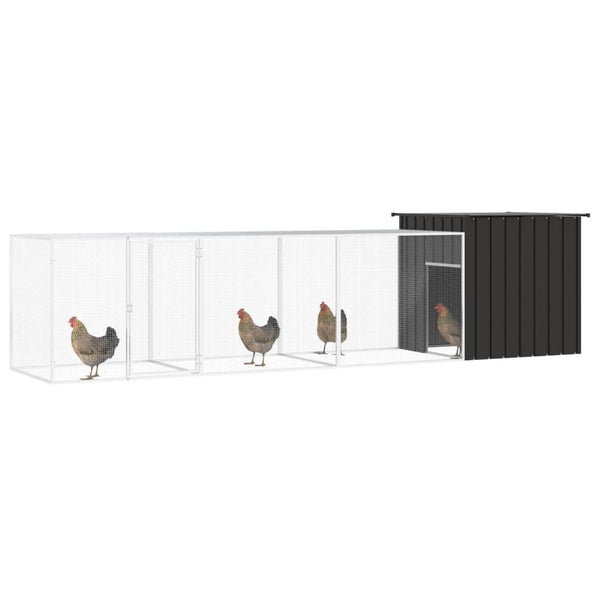 vidaXL Chicken Coop Anthracite 400x91x100 cm Galvanized Steel