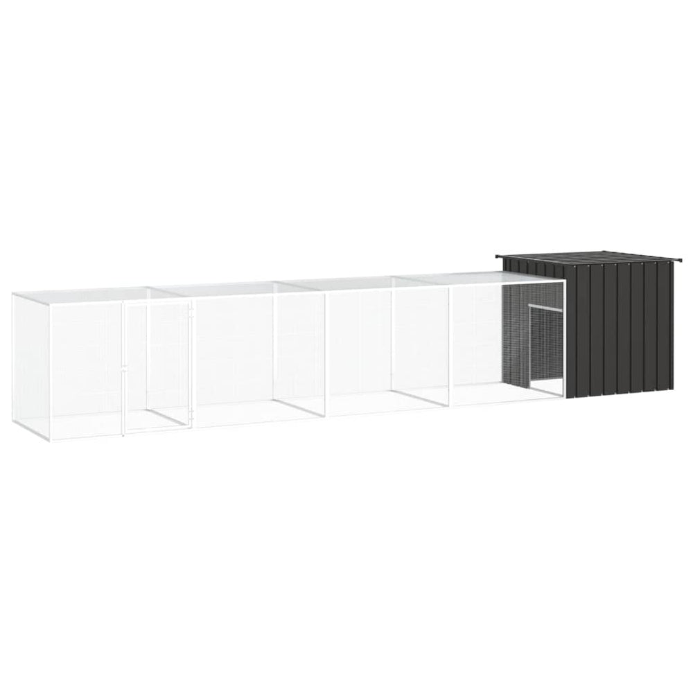 vidaXL Chicken Coop Anthracite 500x91x100 cm Galvanized Steel