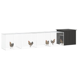 vidaXL Chicken Coop Anthracite 500x91x100 cm Galvanized Steel