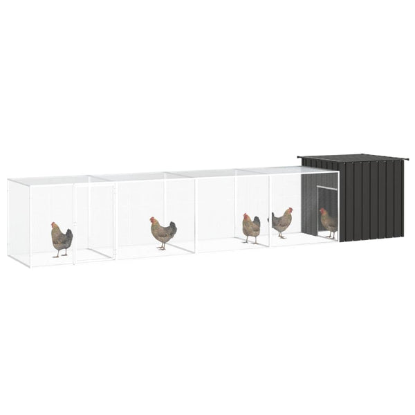 vidaXL Chicken Coop Anthracite 500x91x100 cm Galvanized Steel